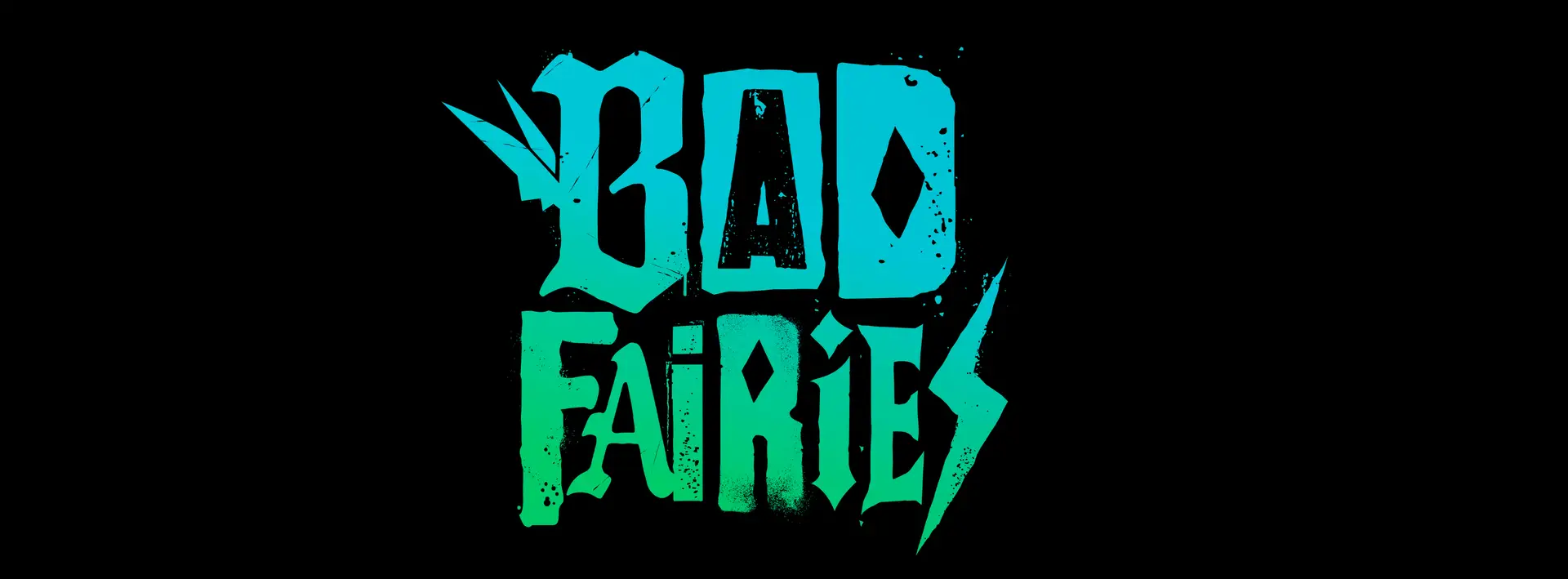 Logotipo oficial de Bad Fairies em azul e verde sobre fundo preto